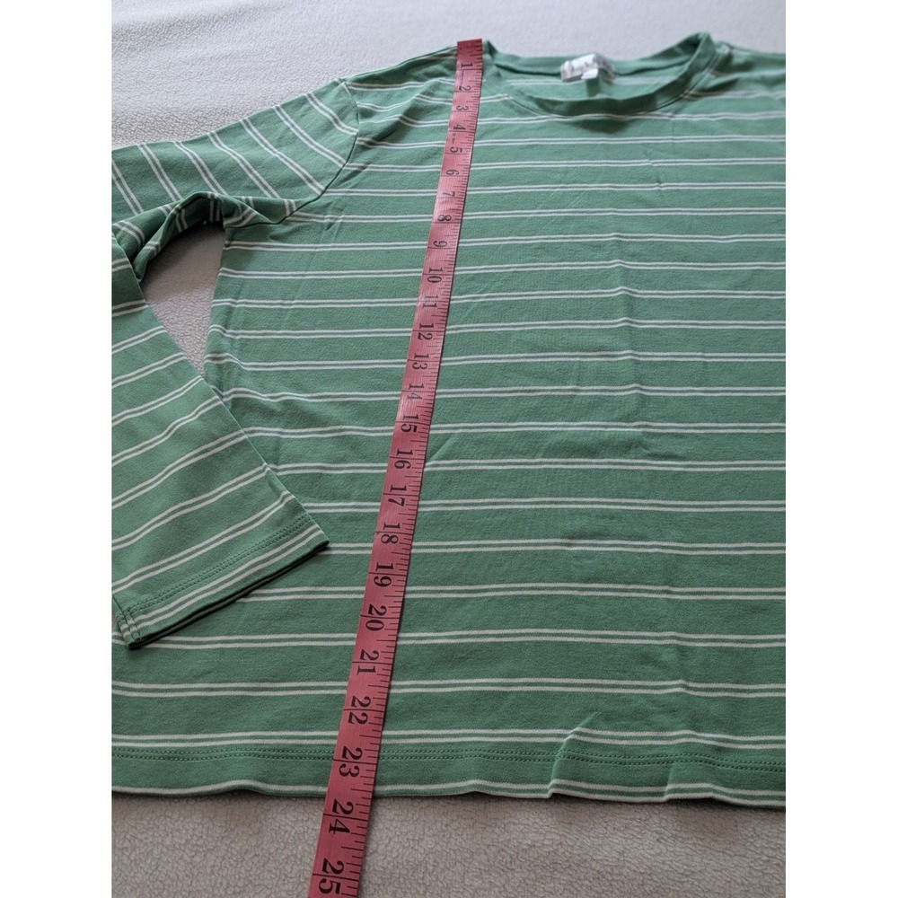 Lake Striped Shirt Womens Lg Green White Scoop Neck 3/4 Raglan Sleeve Jersey Top - Picture 8 of 9